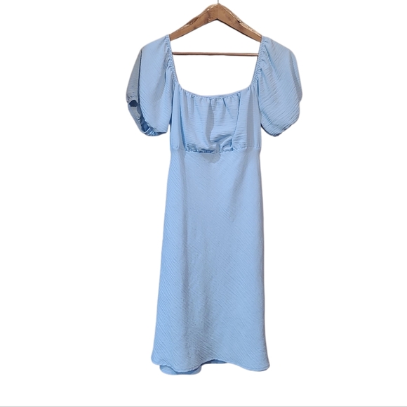 No Boundaries Dresses & Skirts - Women's No Boundaries Peasant Dress Baby Blue Short Sleeve Jrs XL 15-17